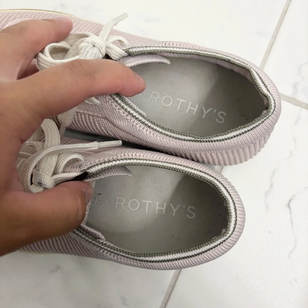Rothy’s Lace Up Sneakers Womens 7 Pale Pink